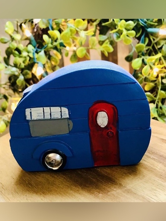 N/A Other - NEW! Vintage RV Camper Resin Table Decor Blue Tier Tray Trailer Garden Accents
